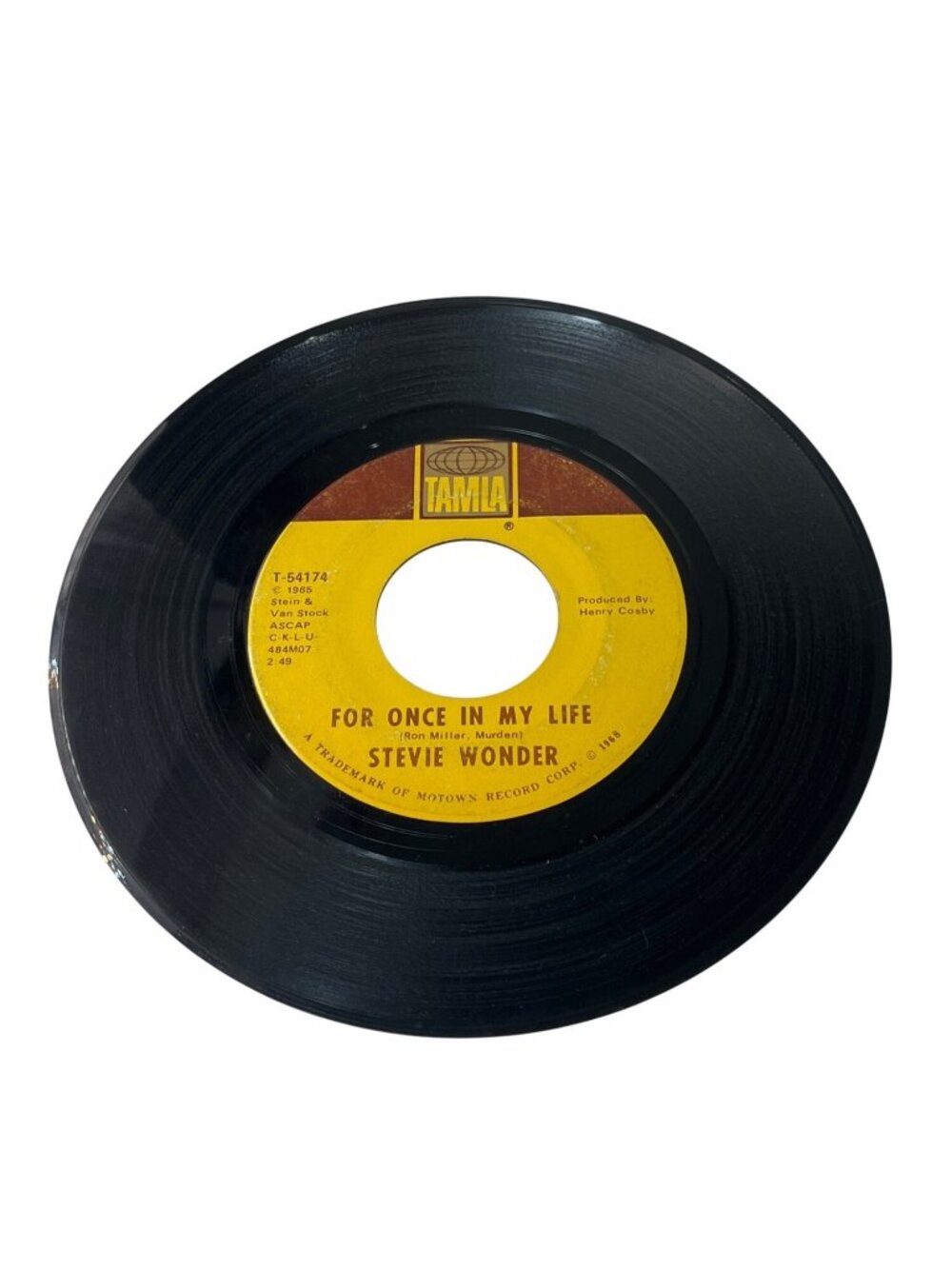 Stevie Wonder 45 RPM Vinyl Record Tamla T-54174 For Once In My Life / Angie Girl